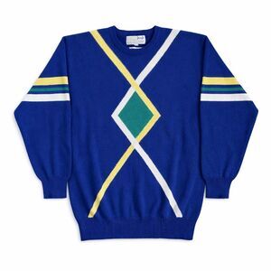 Pringle Sports Nick Faldo Collection Knit Sweater Large Blue Geometric